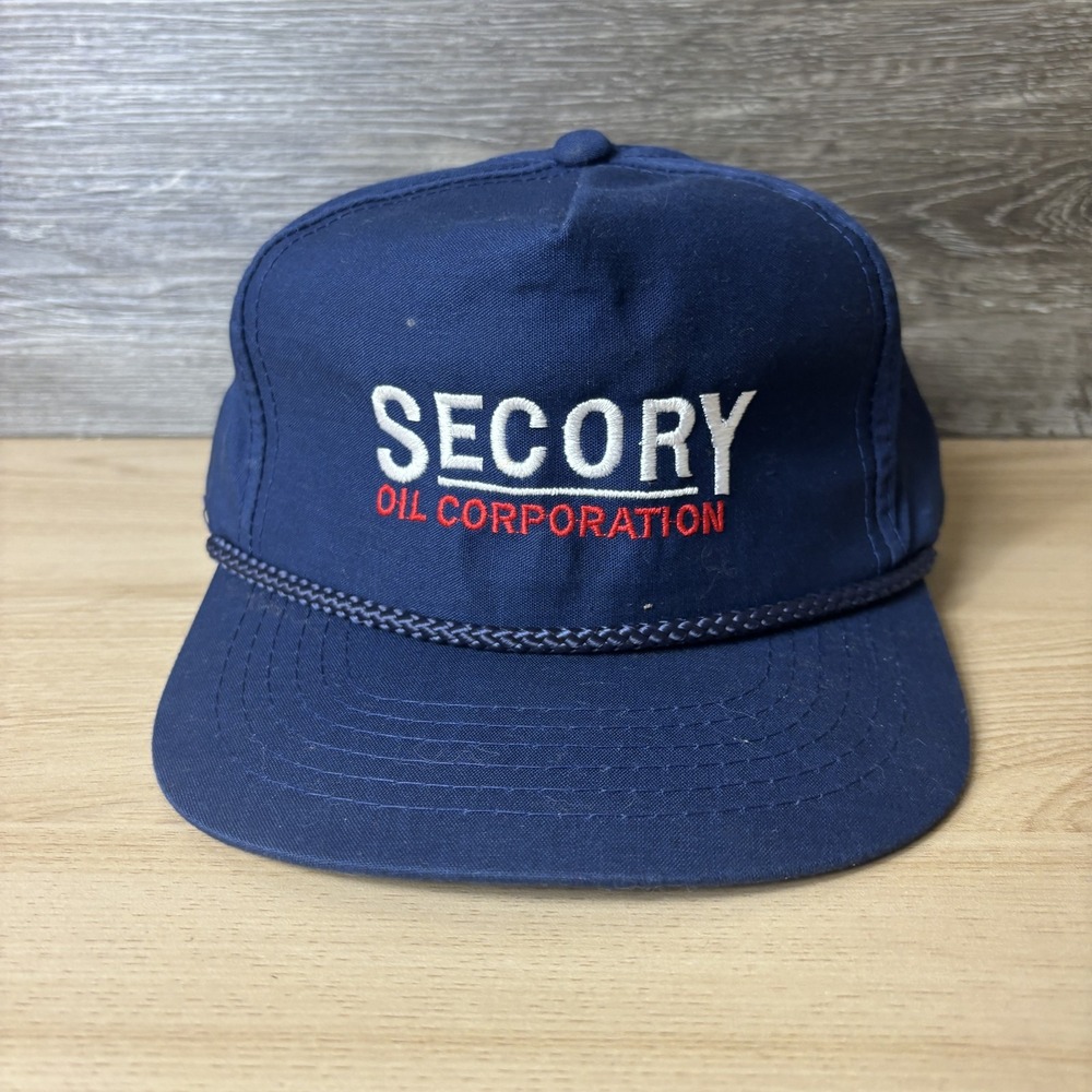 Vintage Secory Oil Hat Cap Snap Back Trucker Embroidered Mens 80s